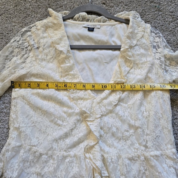 American Eagle Women S Small Lace Blouse Bridgerton Fairy Angelcore Coquette Top - Picture 10 of 12